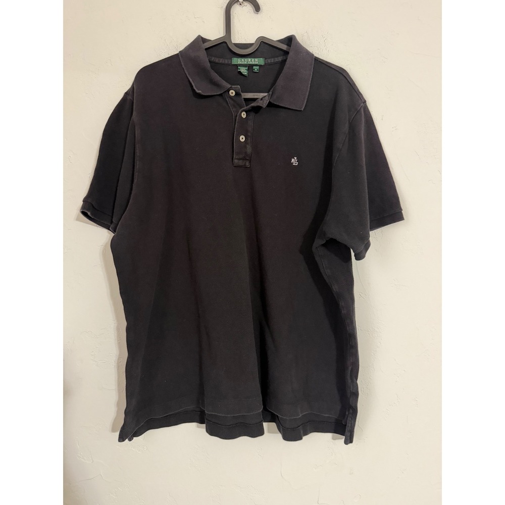 Lauren Ralph Lauren Womens Black Short Sleeve Polo Shirt 1X LRL Logo‎